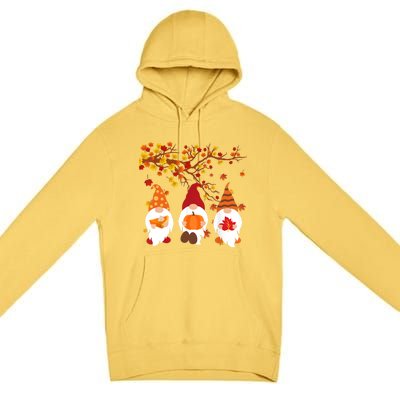 Halloween Three Gnomes Hat Leopard Pumpkin Fall Leaves Cool Gift Premium Pullover Hoodie