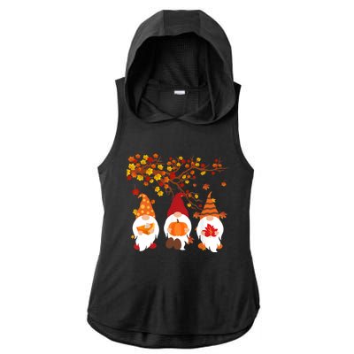 Halloween Three Gnomes Hat Leopard Pumpkin Fall Leaves Cool Gift Ladies PosiCharge Tri-Blend Wicking Draft Hoodie Tank