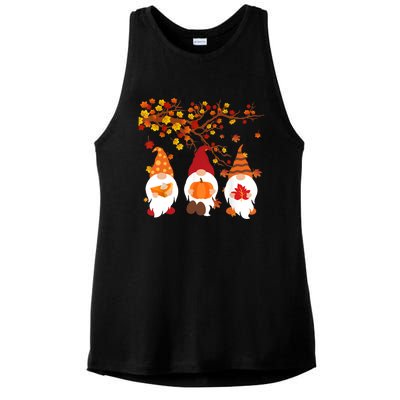 Halloween Three Gnomes Hat Leopard Pumpkin Fall Leaves Cool Gift Ladies PosiCharge Tri-Blend Wicking Tank