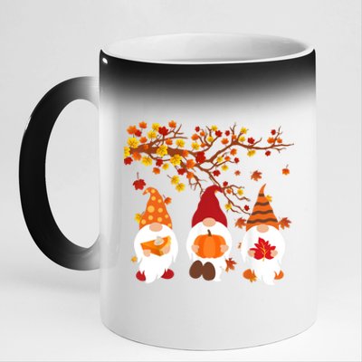 Halloween Three Gnomes Hat Leopard Pumpkin Fall Leaves Cool Gift 11oz Black Color Changing Mug