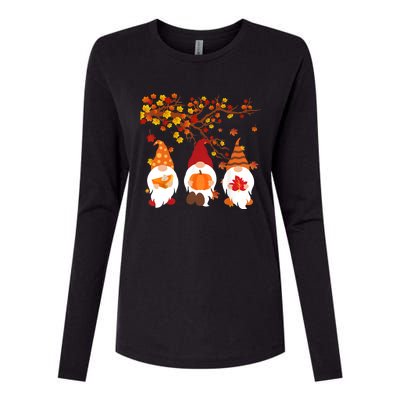 Halloween Three Gnomes Hat Leopard Pumpkin Fall Leaves Cool Gift Womens Cotton Relaxed Long Sleeve T-Shirt