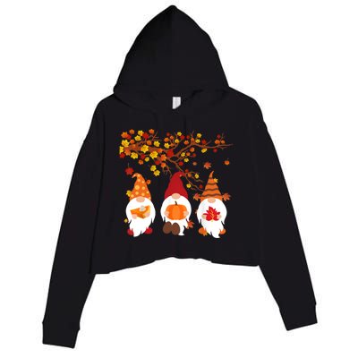 Halloween Three Gnomes Hat Leopard Pumpkin Fall Leaves Cool Gift Crop Fleece Hoodie