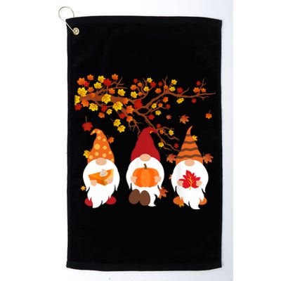 Halloween Three Gnomes Hat Leopard Pumpkin Fall Leaves Cool Gift Platinum Collection Golf Towel