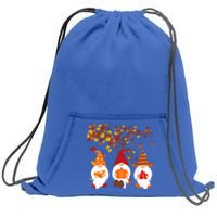 Halloween Three Gnomes Hat Leopard Pumpkin Fall Leaves Cool Gift Sweatshirt Cinch Pack Bag