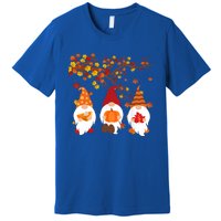 Halloween Three Gnomes Hat Leopard Pumpkin Fall Leaves Cool Gift Premium T-Shirt