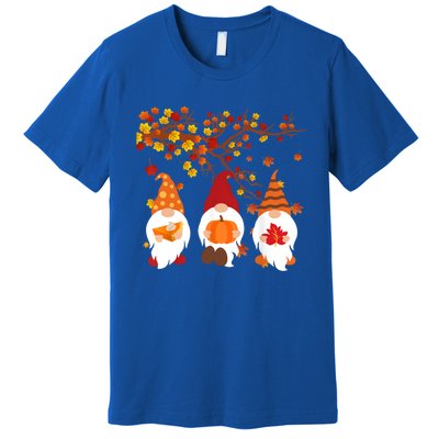 Halloween Three Gnomes Hat Leopard Pumpkin Fall Leaves Cool Gift Premium T-Shirt