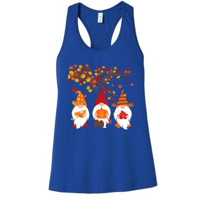 Halloween Three Gnomes Hat Leopard Pumpkin Fall Leaves Cool Gift Women's Racerback Tank