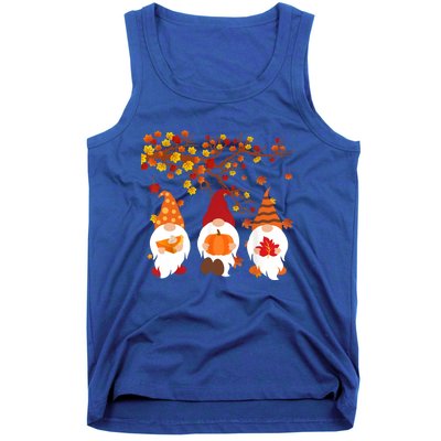 Halloween Three Gnomes Hat Leopard Pumpkin Fall Leaves Cool Gift Tank Top