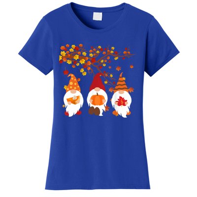 Halloween Three Gnomes Hat Leopard Pumpkin Fall Leaves Cool Gift Women's T-Shirt