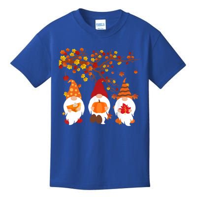 Halloween Three Gnomes Hat Leopard Pumpkin Fall Leaves Cool Gift Kids T-Shirt