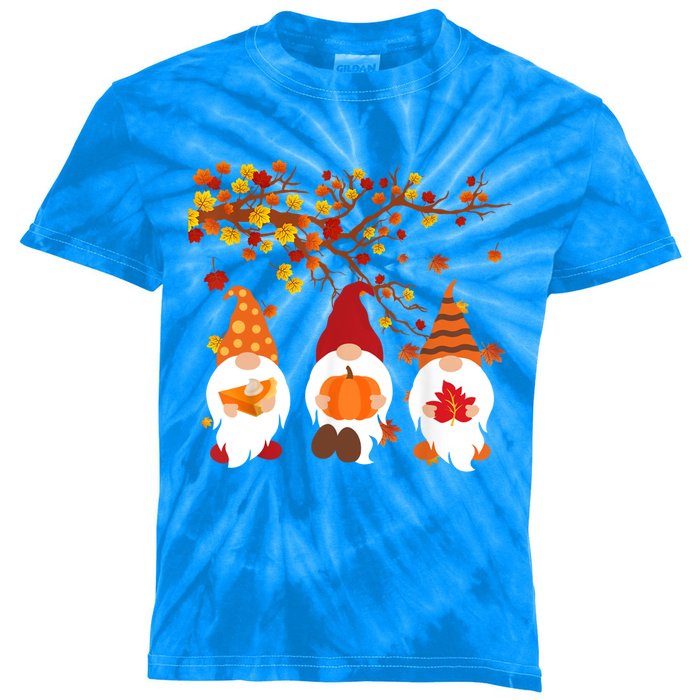 Halloween Three Gnomes Hat Leopard Pumpkin Fall Leaves Cool Gift Kids Tie-Dye T-Shirt