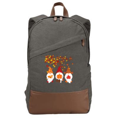 Halloween Three Gnomes Hat Leopard Pumpkin Fall Leaves Cool Gift Cotton Canvas Backpack