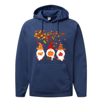 Halloween Three Gnomes Hat Leopard Pumpkin Fall Leaves Cool Gift Performance Fleece Hoodie