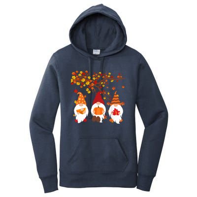 Halloween Three Gnomes Hat Leopard Pumpkin Fall Leaves Cool Gift Women's Pullover Hoodie