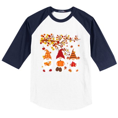 Halloween Three Gnomes Hat Leopard Pumpkin Fall Leaves Cool Gift Baseball Sleeve Shirt