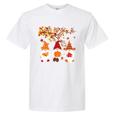 Halloween Three Gnomes Hat Leopard Pumpkin Fall Leaves Cool Gift Garment-Dyed Heavyweight T-Shirt