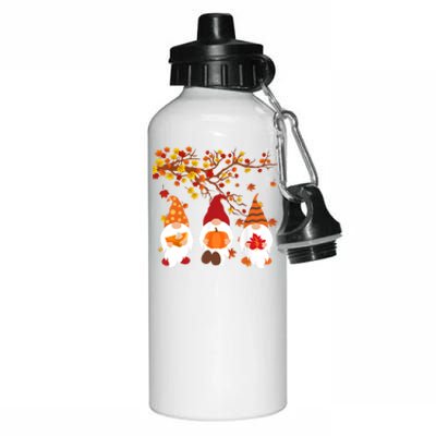 Halloween Three Gnomes Hat Leopard Pumpkin Fall Leaves Cool Gift Aluminum Water Bottle