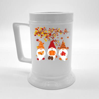 Halloween Three Gnomes Hat Leopard Pumpkin Fall Leaves Cool Gift Beer Stein