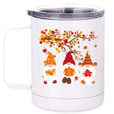 Halloween Three Gnomes Hat Leopard Pumpkin Fall Leaves Cool Gift 12 oz Stainless Steel Tumbler Cup