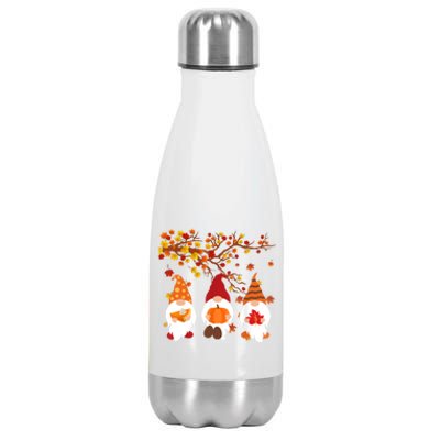 Halloween Three Gnomes Hat Leopard Pumpkin Fall Leaves Cool Gift Stainless Steel Insulated Water Bottle