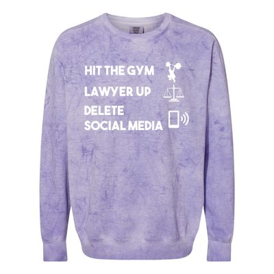 Hit The Gym Lawyer Up Delete Social Media Dating Advice Gift Colorblast Crewneck Sweatshirt