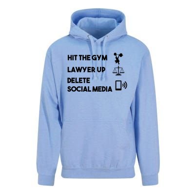 Hit The Gym Lawyer Up Delete Social Media Dating Advice Gift Unisex Surf Hoodie