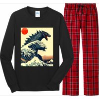 Hokusai The Great Kaiju Off Kanagawa Vintage Japanese Art Long Sleeve Pajama Set