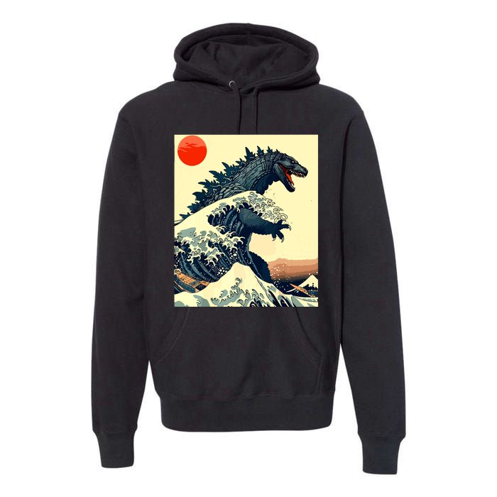 Hokusai The Great Kaiju Off Kanagawa Vintage Japanese Art Premium Hoodie