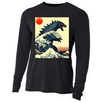 Hokusai The Great Kaiju Off Kanagawa Vintage Japanese Art Cooling Performance Long Sleeve Crew