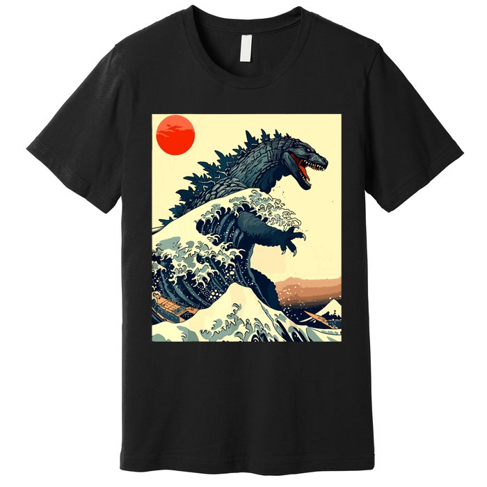 Hokusai The Great Kaiju Off Kanagawa Vintage Japanese Art Premium T-Shirt