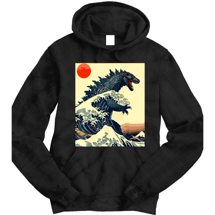 Hokusai The Great Kaiju Off Kanagawa Vintage Japanese Art Tie Dye Hoodie