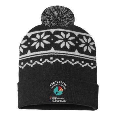 How To Get An Engineers Attention Funny Engineer Engineering USA-Made Snowflake Beanie