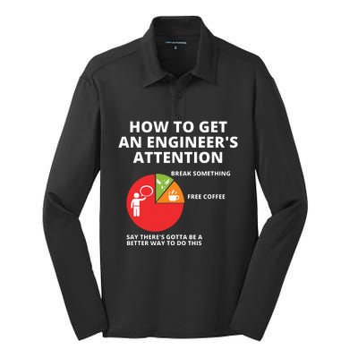 How To Get An Engineers Attention Funny Engineering Silk Touch Performance Long Sleeve Polo