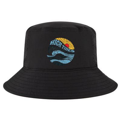 High Tides Good Vibes Vintage Wave And Palm Tree Cool Comfort Performance Bucket Hat