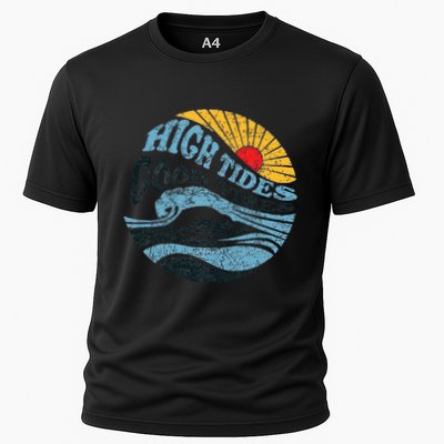 High Tides Good Vibes Vintage Wave And Palm Tree Performance Shirt