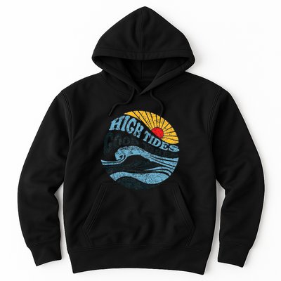 High Tides Good Vibes Vintage Wave And Palm Tree Hoodie