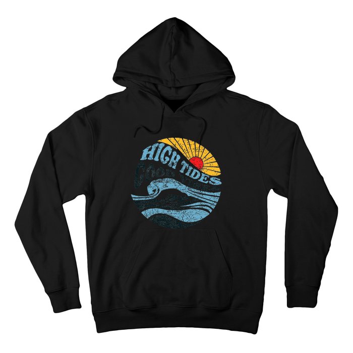 High Tides Good Vibes Vintage Wave And Palm Tree Hoodie