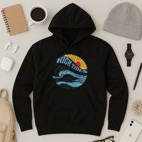 High Tides Good Vibes Vintage Wave And Palm Tree Hoodie