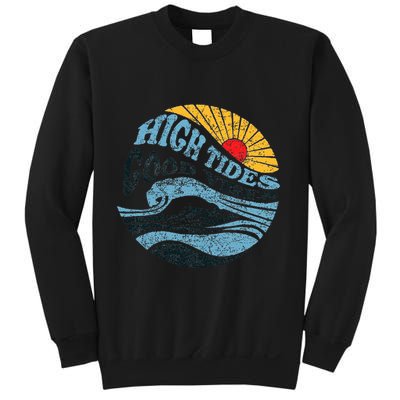 High Tides Good Vibes Vintage Wave And Palm Tree Sweatshirt
