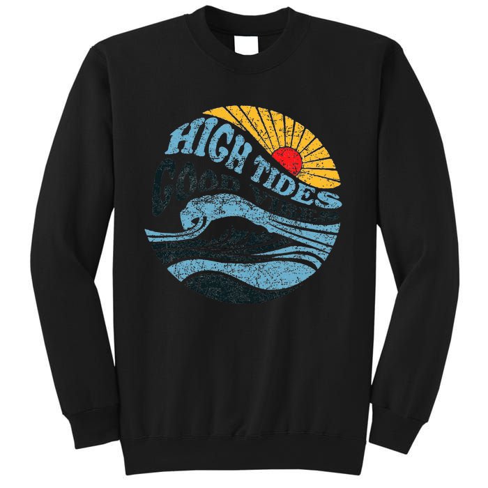 High Tides Good Vibes Vintage Wave And Palm Tree Sweatshirt