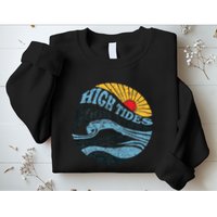 High Tides Good Vibes Vintage Wave And Palm Tree Sweatshirt