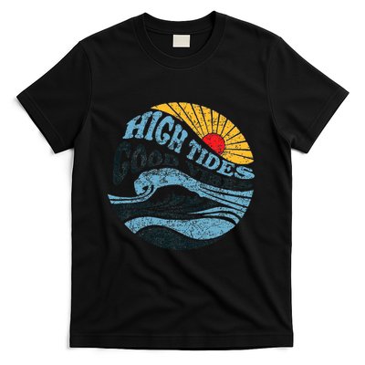 High Tides Good Vibes Vintage Wave And Palm Tree T-Shirt