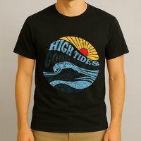 High Tides Good Vibes Vintage Wave And Palm Tree T-Shirt