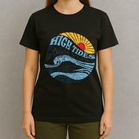 High Tides Good Vibes Vintage Wave And Palm Tree T-Shirt