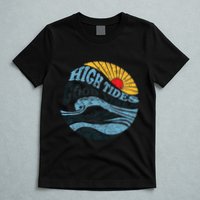 High Tides Good Vibes Vintage Wave And Palm Tree T-Shirt