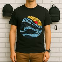 High Tides Good Vibes Vintage Wave And Palm Tree T-Shirt