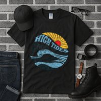 High Tides Good Vibes Vintage Wave And Palm Tree Tall T-Shirt