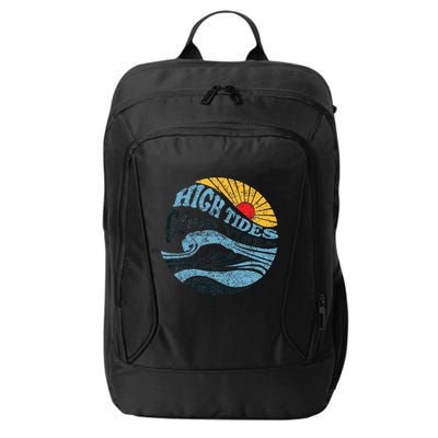 High Tides Good Vibes Vintage Wave And Palm Tree City Backpack