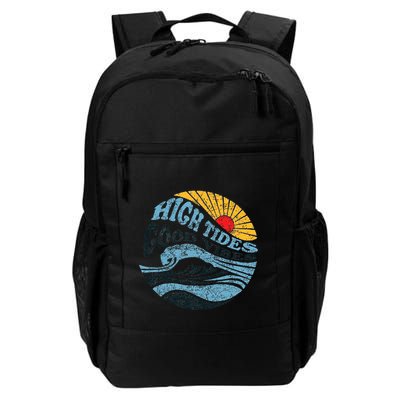 High Tides Good Vibes Vintage Wave And Palm Tree Backpack