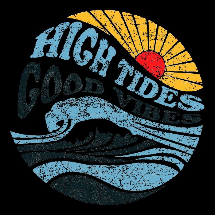 High Tides Good Vibes Vintage Wave And Palm Tree Backpack